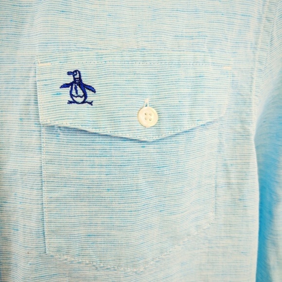Penguin Blue Heritage Slim Fit Shirt Size M - Picture 4 of 6